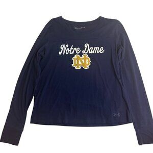 Under Armour Notre Dame Long Sleeve Tee Navy Blue Size Small